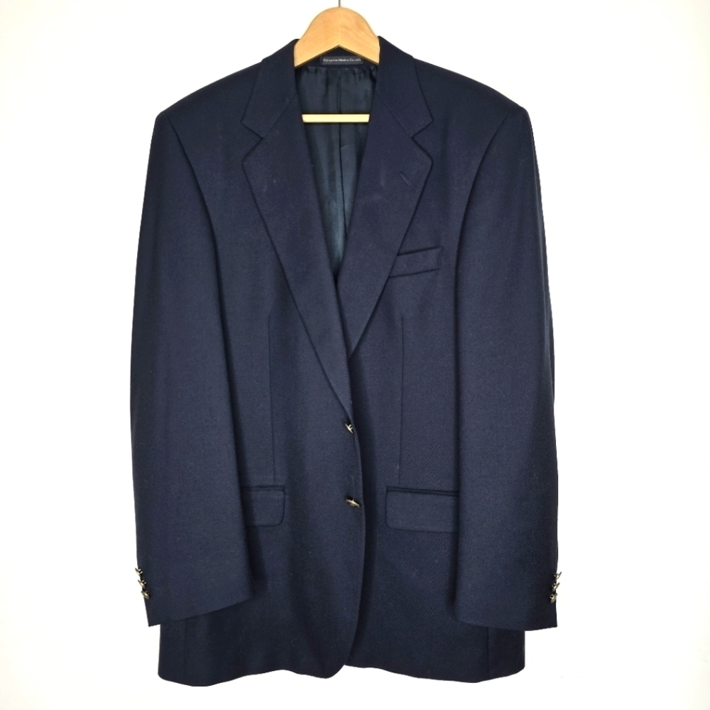Oscar De La Renta 100% Wool Men's Navy Blazer Made In Canada